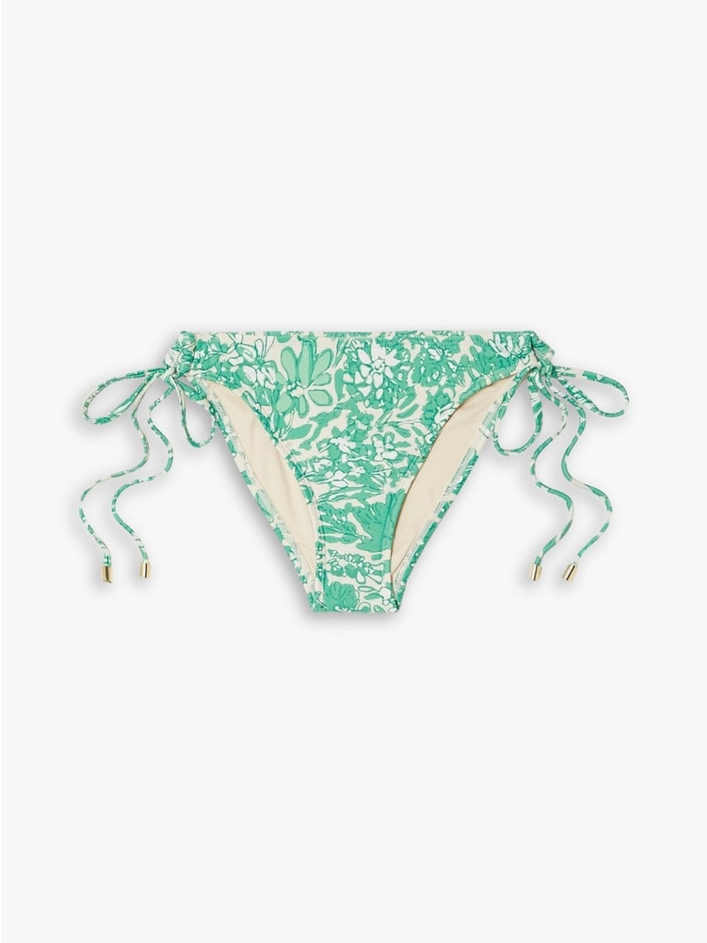 NWT Peony Swimwear ‘Floral-Print Tie-Side Low-Rise Bikini Briefs’ in “Clover” XS